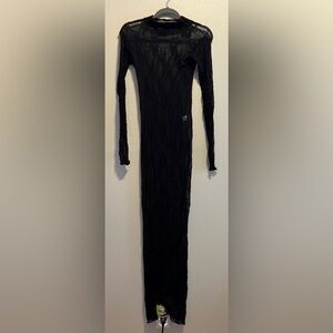 Leg Avenue Elegant Black Lace with Butterflies Long Sleeve Swim Cover.